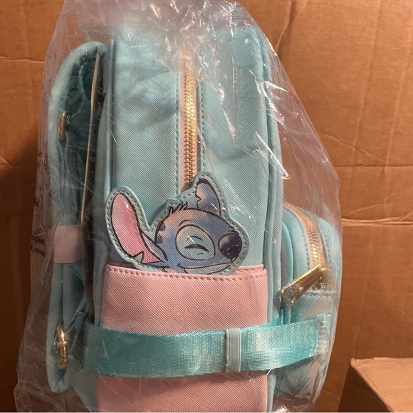 Disney Angel & Stitch 2-in-1 Mini Backpack & Fanny Pack & Cardholder Bundle NWT - Picture 9 of 11
